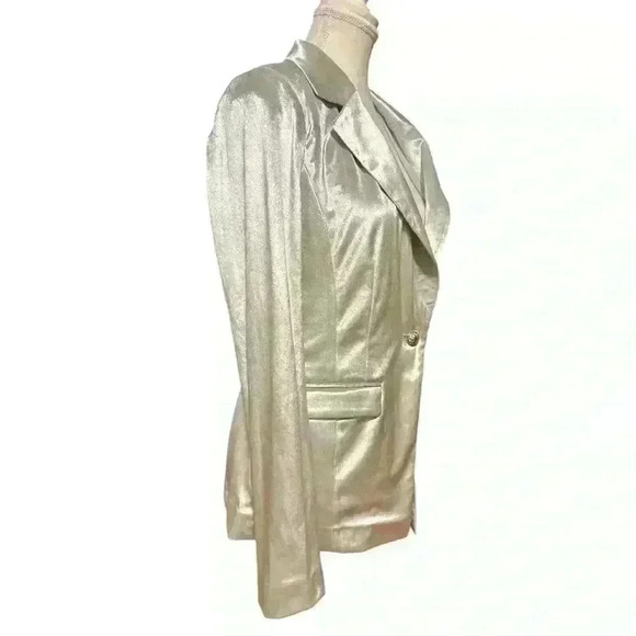White House Black Market Silver Velvet Long Line Blazer Size Small NWT - Picture 6 of 13